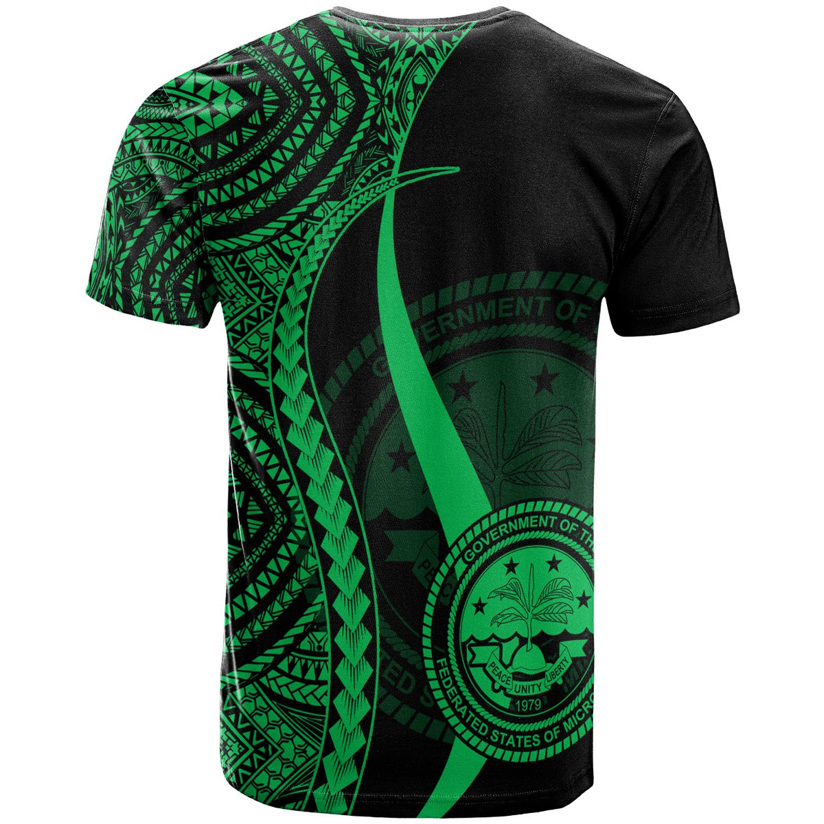 Federated States of Micronesia Custom T Shirt Green Micronesian Tentacle Tribal Pattern - Polynesian Pride