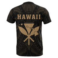 Hawaii Kakau Makau Fish Hook Polynesian T Shirt Gold - Polynesian Pride
