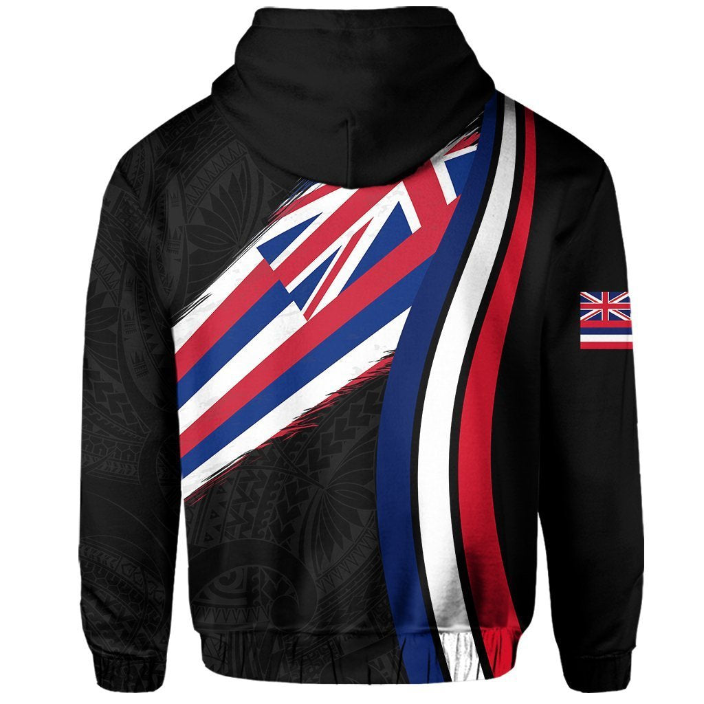 Hawaii Flag Polynesian Hoodie Zip Grey Ten Style - Polynesian Pride