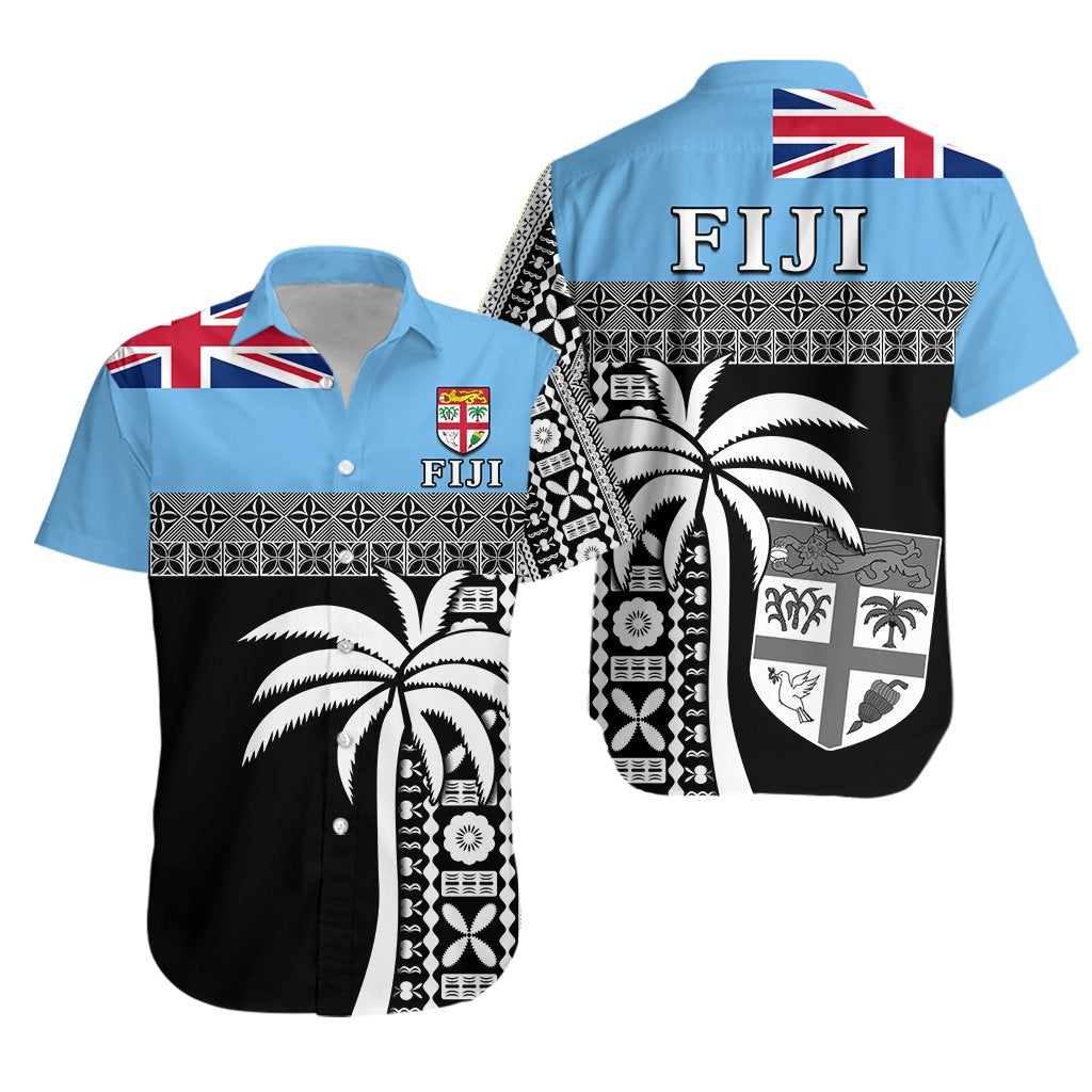 Fiji Tapa Pattern Hawaiian Shirt Coconut Tree LT13 Unisex Blue - Polynesian Pride
