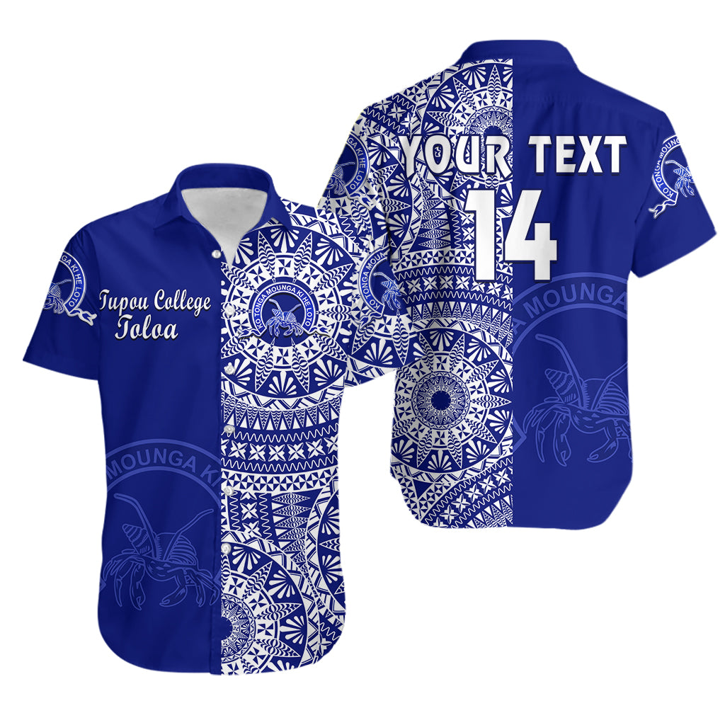 (Custom Text And Number) Matching Outfits For Couples Tonga Tupou College Toloa Combo Dress And Hawaiian Shirt Class Of Year Tongan Ngatu Pattern LT14 - Polynesian Pride