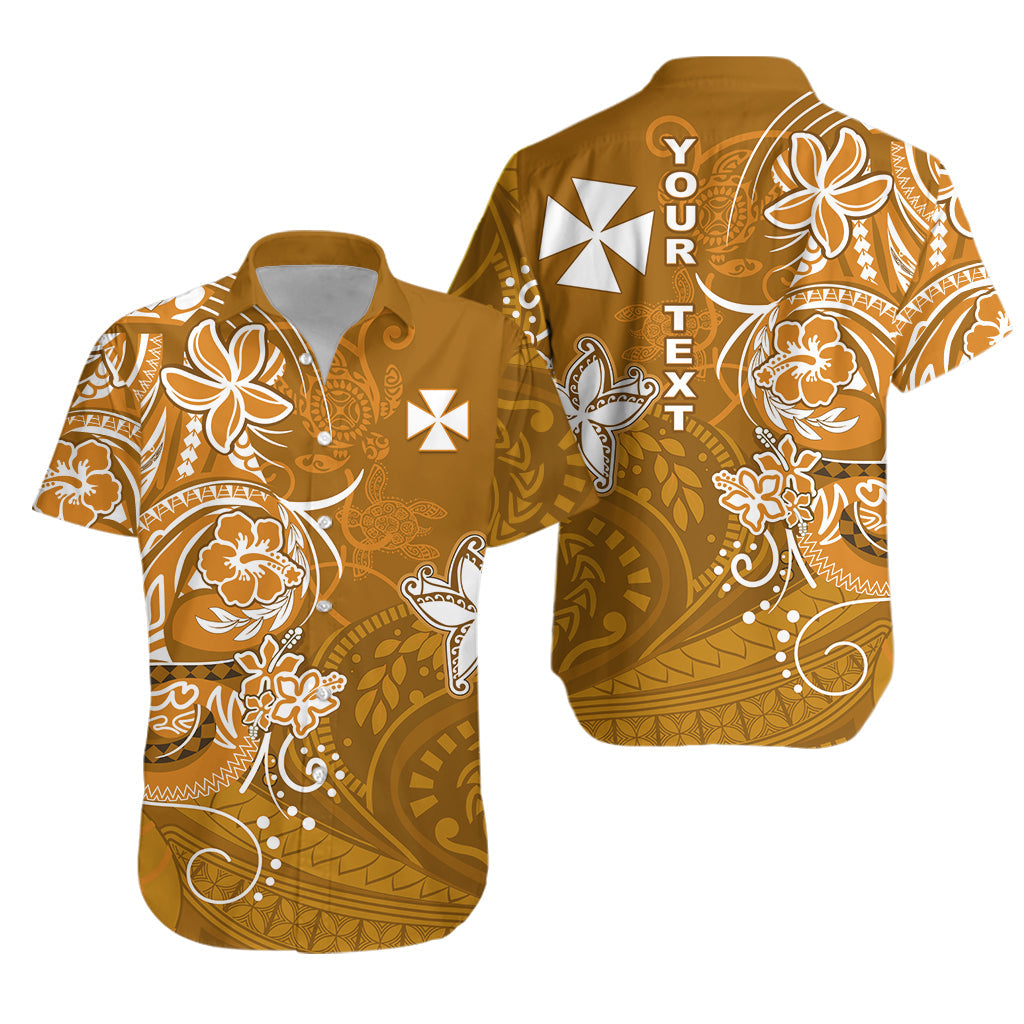 (Custom Personalised) Wallis et Futuna Hawaiian Shirt Polynesia Gold Sea Turtle and Flowers LT13 Unisex Gold - Polynesian Pride