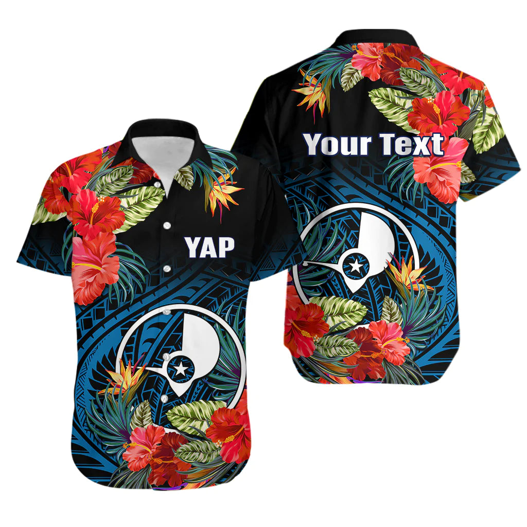 (Custom Personalised) Yap State Hawaiian Shirt FSM Hibiscus Flowers Mix Polynesian LT14 Blue - Polynesian Pride