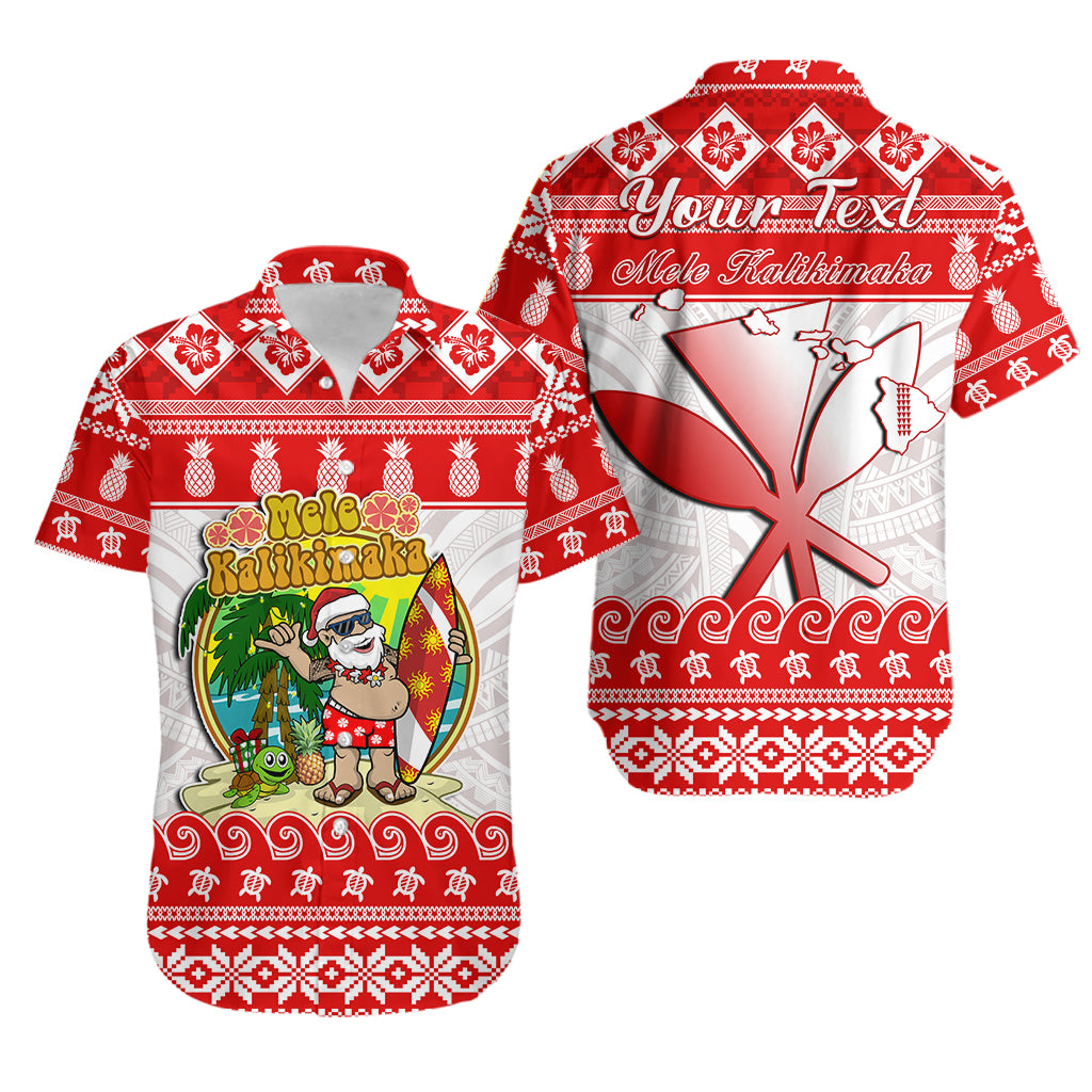 Custom Personalised Hawaii Christmas Hawaiian Shirt Kanaka Polynesian Santa Claus Mele Kalikimaka LT14 Red - Polynesian Pride