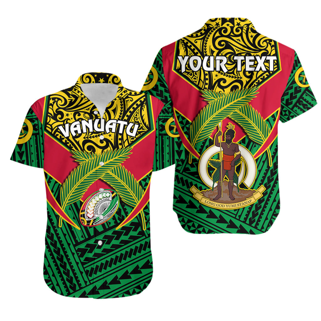 (Custom Personalised) Vanuatu Rugby Hawaiian Shirt Coat Of Arms Polynesian Pattern LT14 Unisex Green - Polynesian Pride