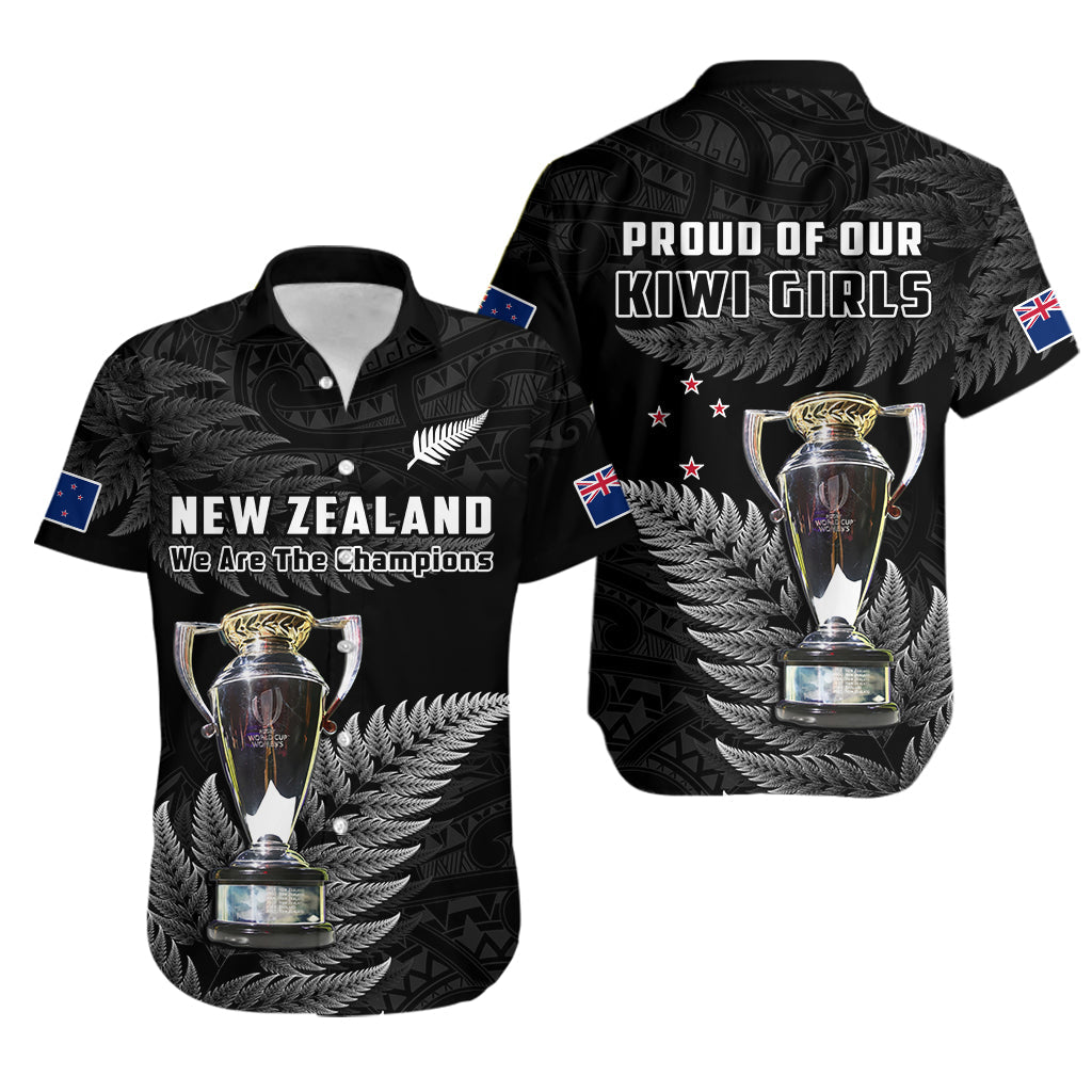 New Zealand 2022 Rugby Hawaiian Shirt Black Fern Proud Champions RWC LT14 Black - Polynesian Pride