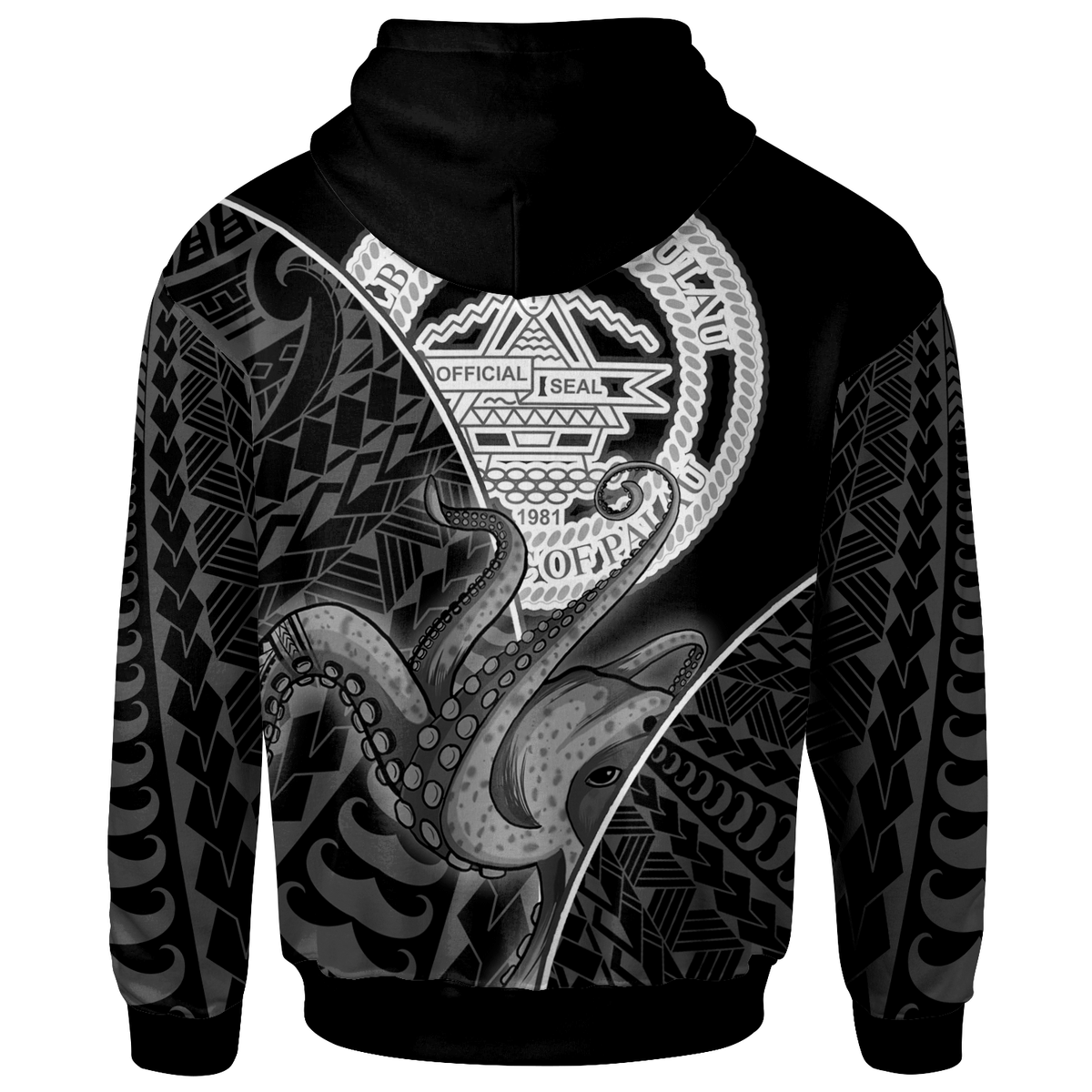 Palau Hoodie Octopus Style White Color - Polynesian Pride