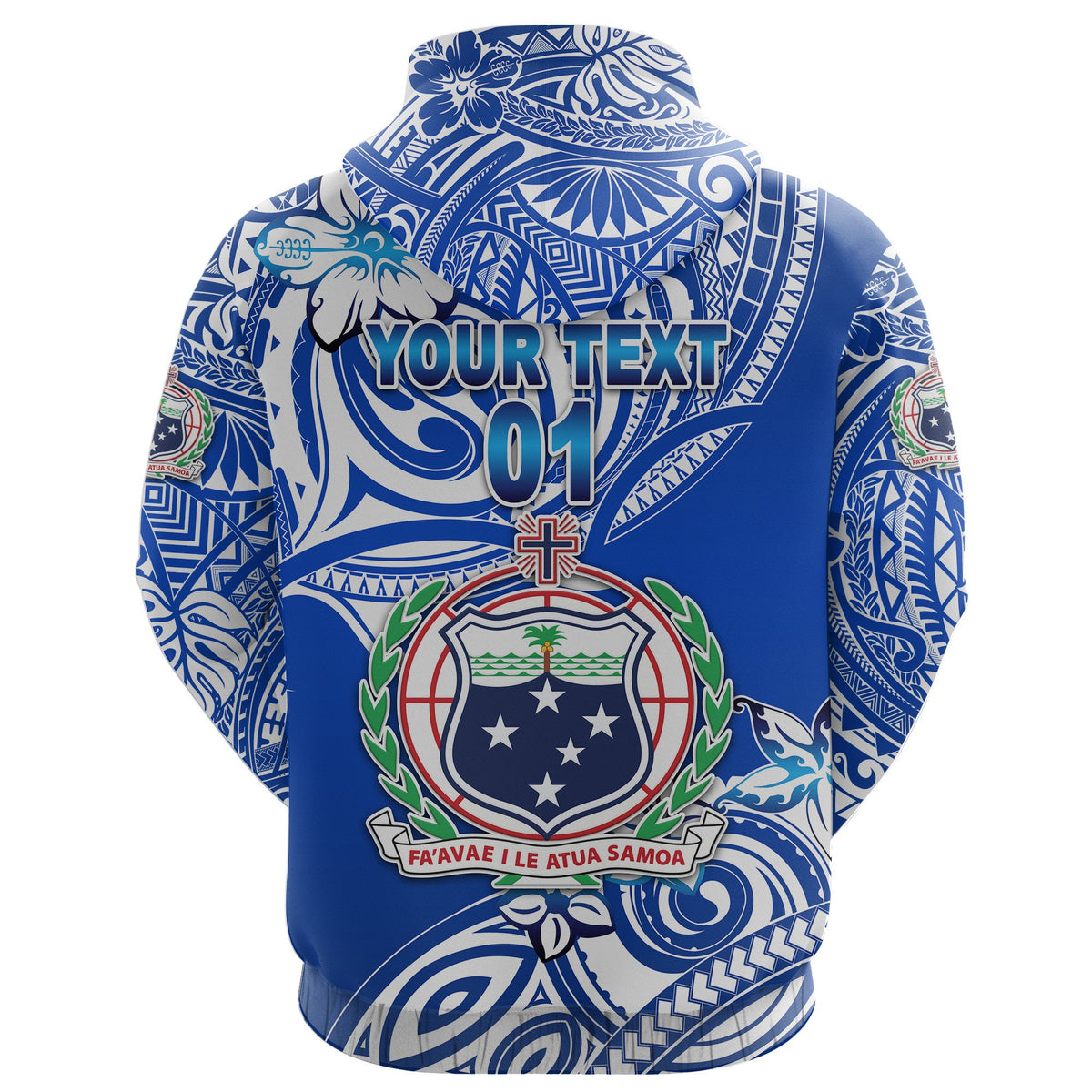 Custom Manu Samoa Rugby Hoodie Unique Vibes Coat of Arms White, Custom Text and Number - Polynesian Pride
