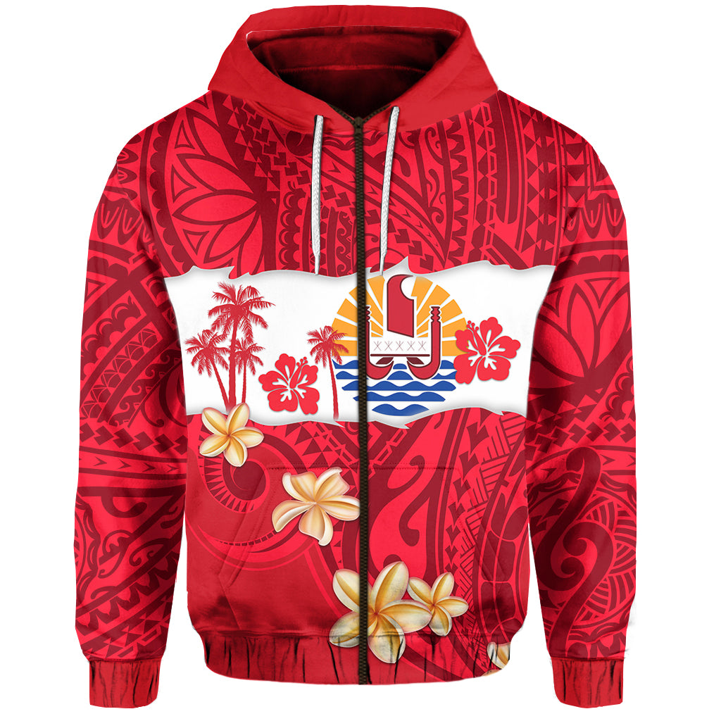 Tahiti Polynesian Zip Hoodie Mythical Destination LT13 Unisex Red - Polynesian Pride