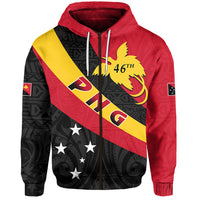 Papua New Guinea Zip Hoodie Happy Independence Day LT13 Unisex Red - Polynesian Pride