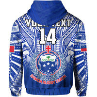 (Custom Text and Number) Samoa Rugby Hoodie Manu Samoa 7s Ginger Blue Polynesian LT14 - Polynesian Pride