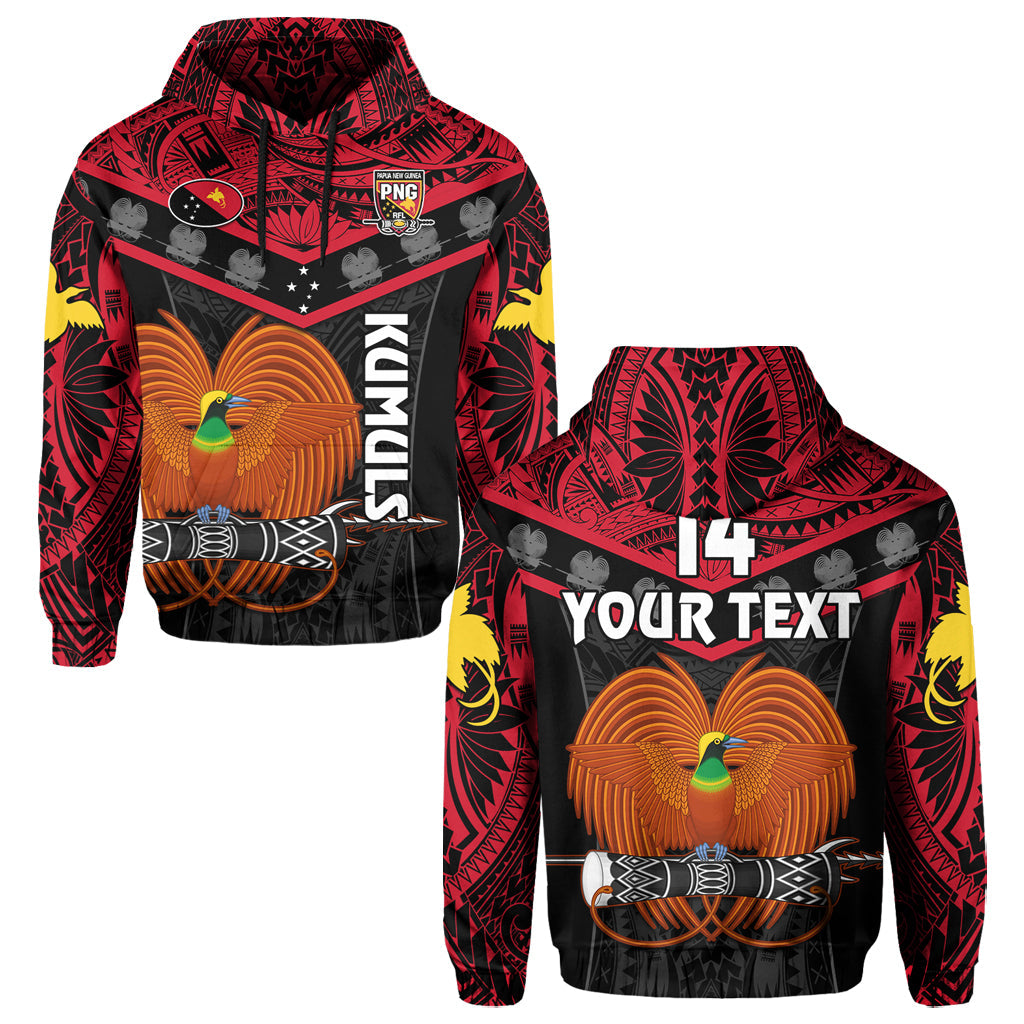(Custom Text and Number) Papua New Guinea Rugby Hoodie PNG Kumuls Bird of Paradise Black LT14 Pullover Hoodie Black - Polynesian Pride