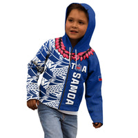 (Custom Text and Number) Toa Samoa Rugby Hoodie KID Siamupini Ula Fala Blue LT13 - Polynesian Pride