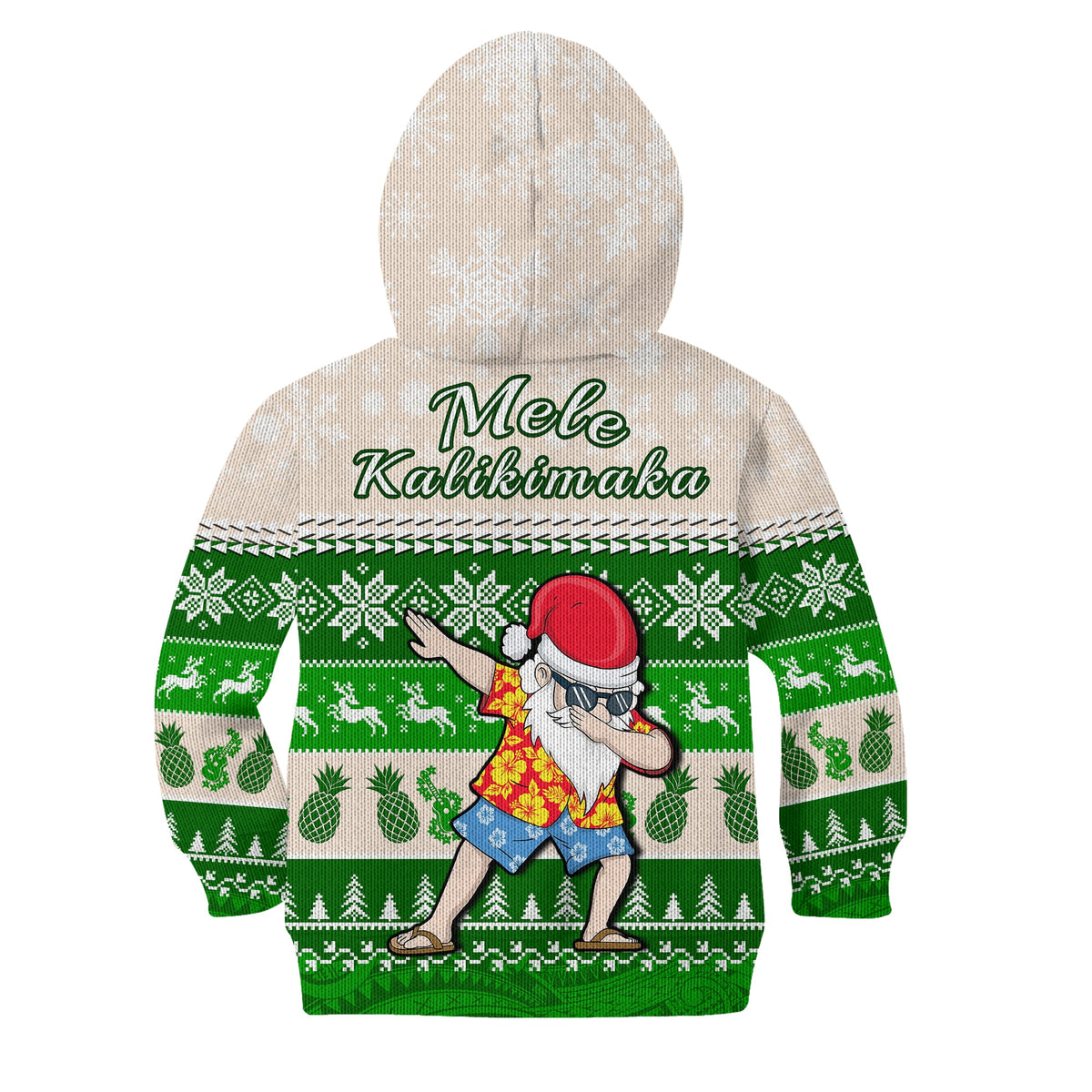 Hawaii Mele Kalikimaka Hoodie KID Dabbing Santa Green Merry Christmas LT14 - Polynesian Pride
