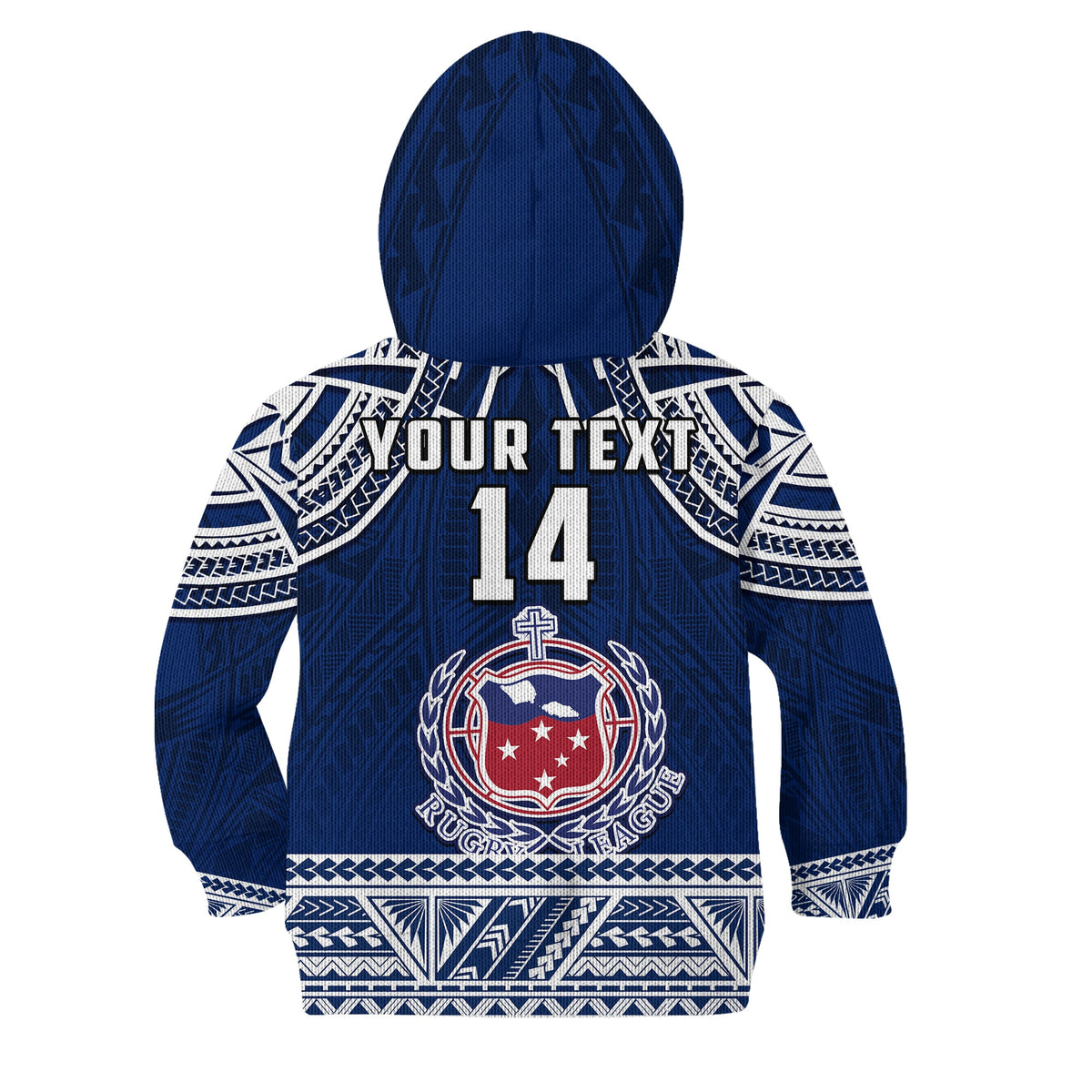 (Custom Personalise Text and Number) Samoa Rugby Hoodie KID Toa Samoa Pacific Sporty LT14 - Polynesian Pride