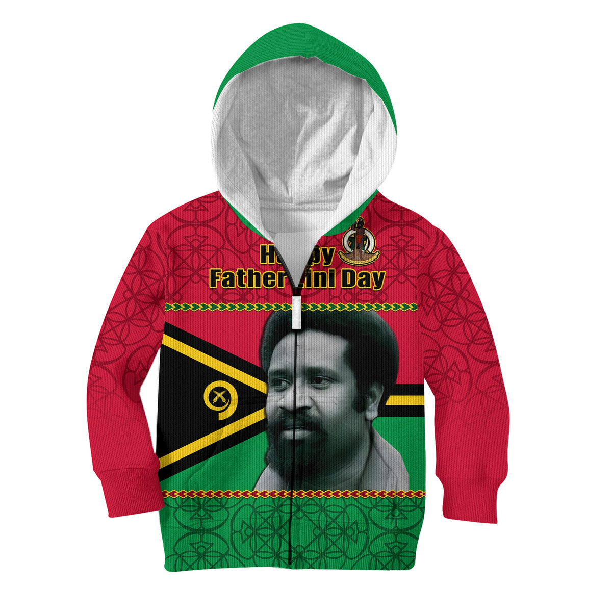 Vanuatu Hoodie KID Vanuatuan Flag Sand Drawing Happy Father Lini Day LT14 - Polynesian Pride