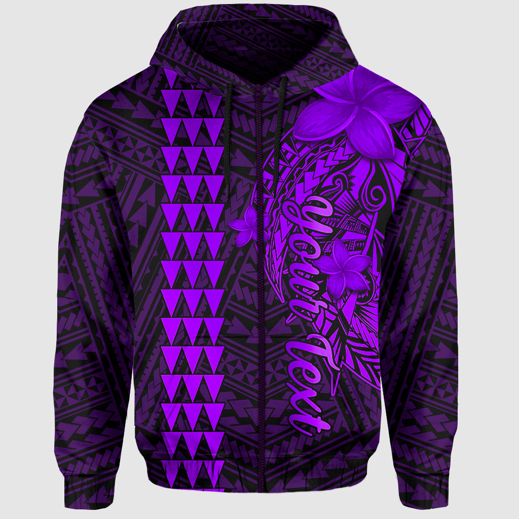 Custom Hawaii Hoodie Kakau Kanaka Maoli Combine Polynesian Shark Ver.05 LT14 Zip Hoodie Purple - Polynesian Pride