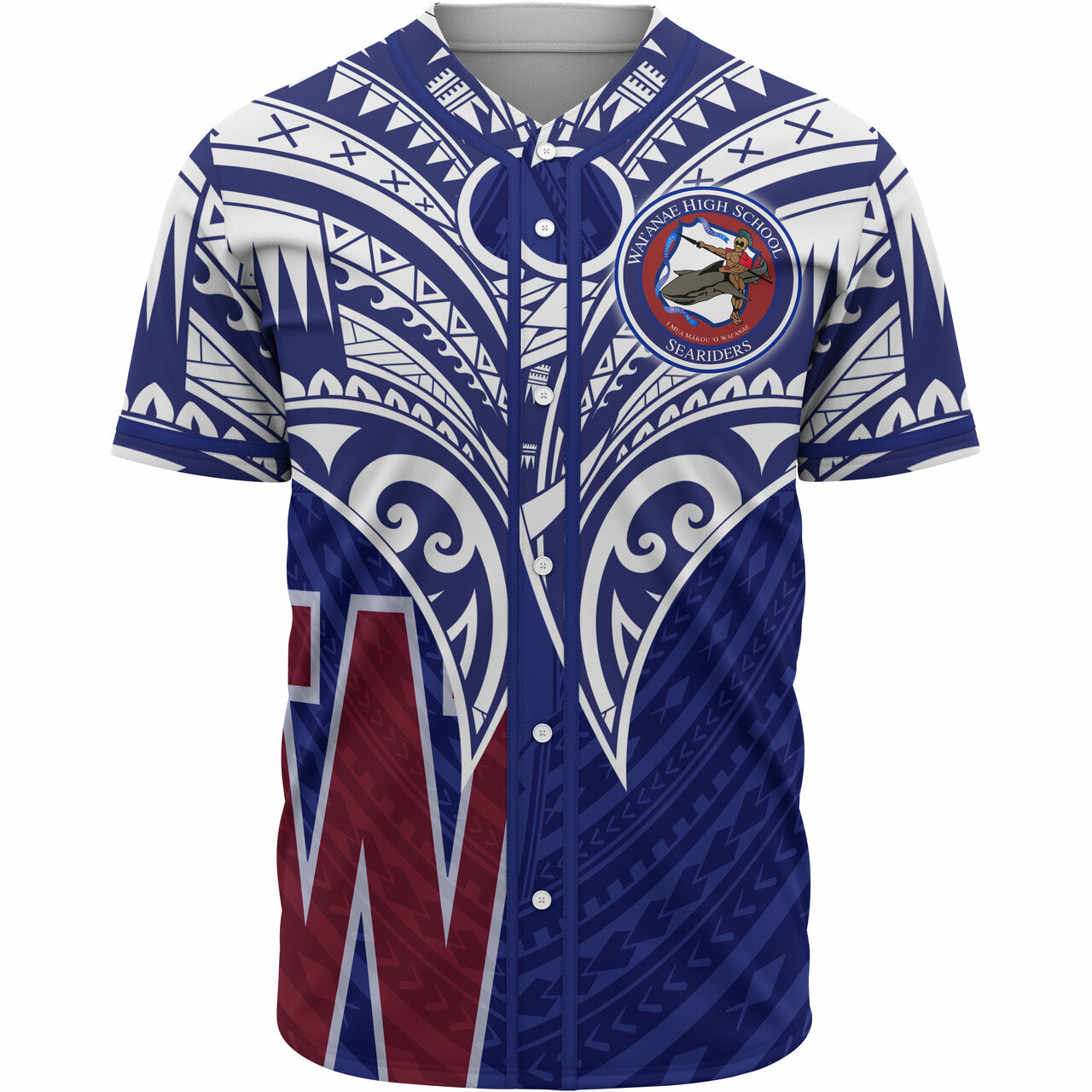 Hawaii Custom Personalised Baseball Shirt - Waianae High School Hawaiian Patterns LT10 Unisex Red - Polynesian Pride
