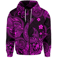 Custom Hawaii Fish Hook Polynesian Zip Hoodie Unique Style Pink LT8 - Polynesian Pride