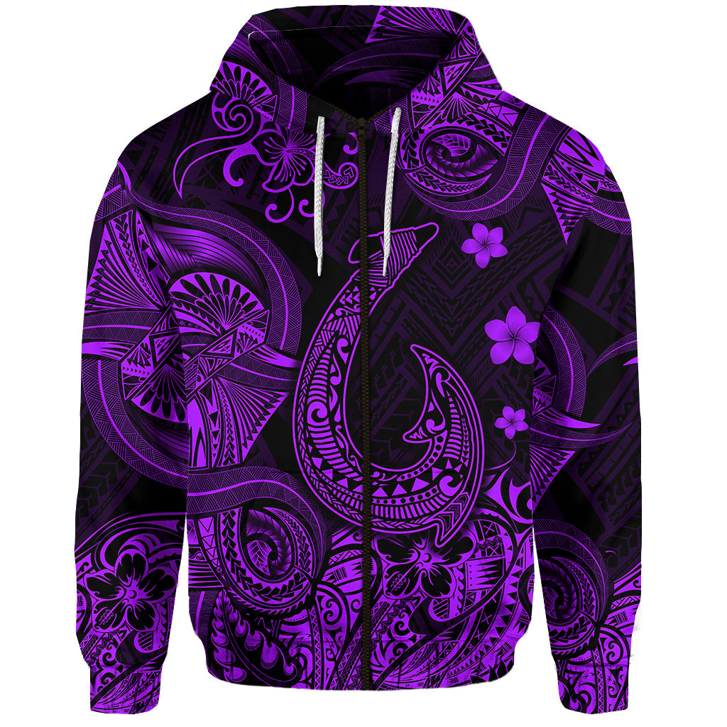 Custom Hawaii Fish Hook Polynesian Zip Hoodie Unique Style Purple LT8 Purple - Polynesian Pride