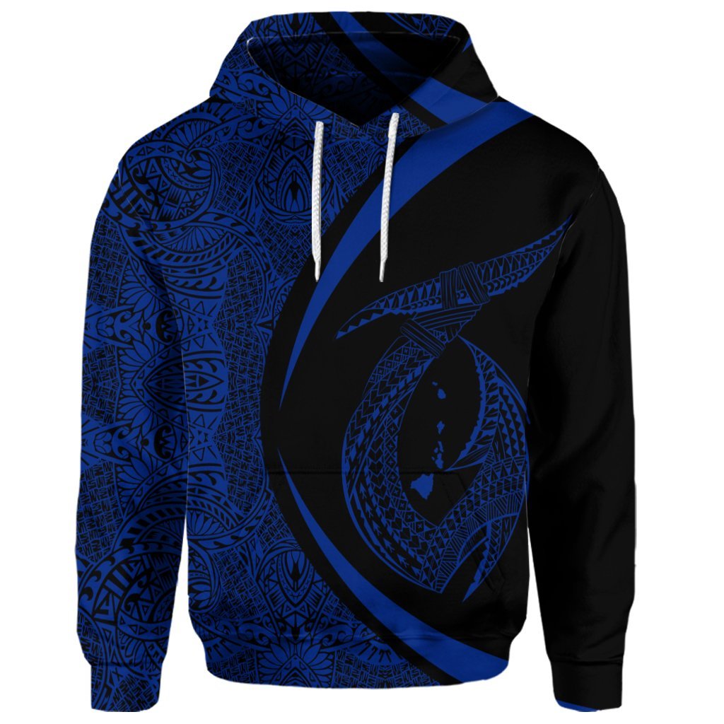 Custom Hawaii Fish Hook Polynesian Hoodie Circle Style Blue - Polynesian Pride