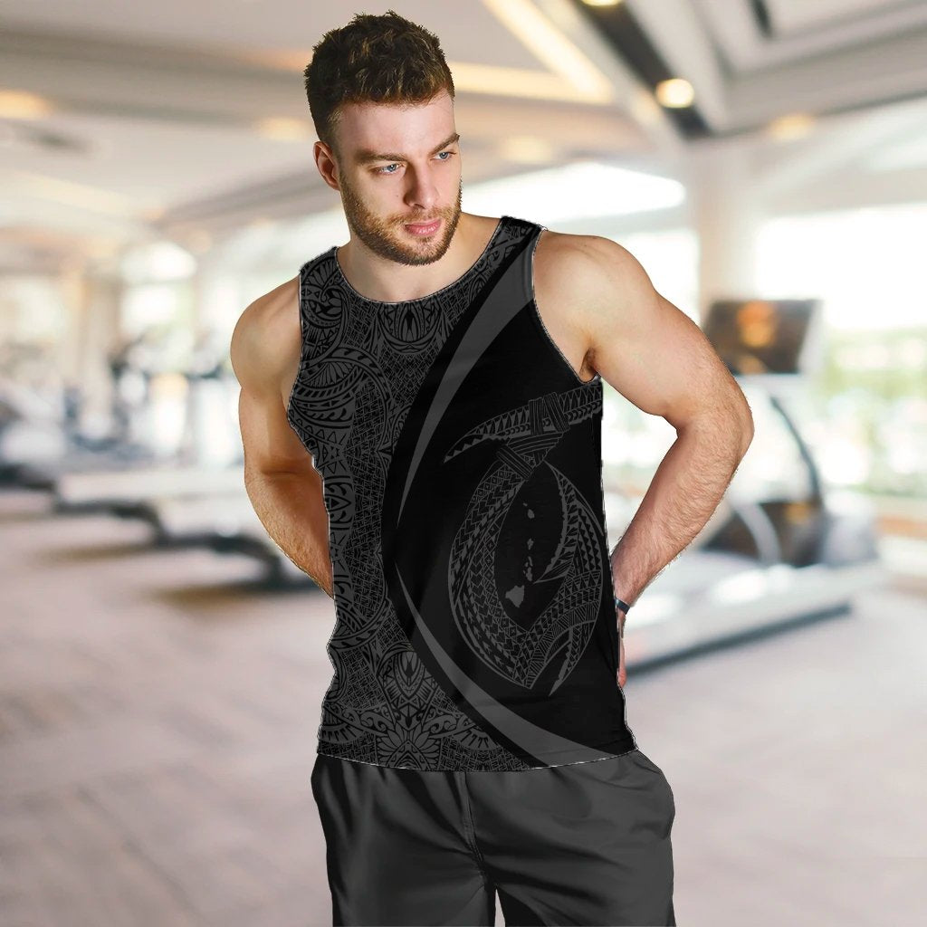 Hawaii Fish Hook Polynesian Tank Top - Circle Style Gray - AH - Polynesian Pride