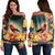 Hawaii Honeycreeper Hibiscus Women's Off Shoulder Sweater - AH Black - Polynesian Pride