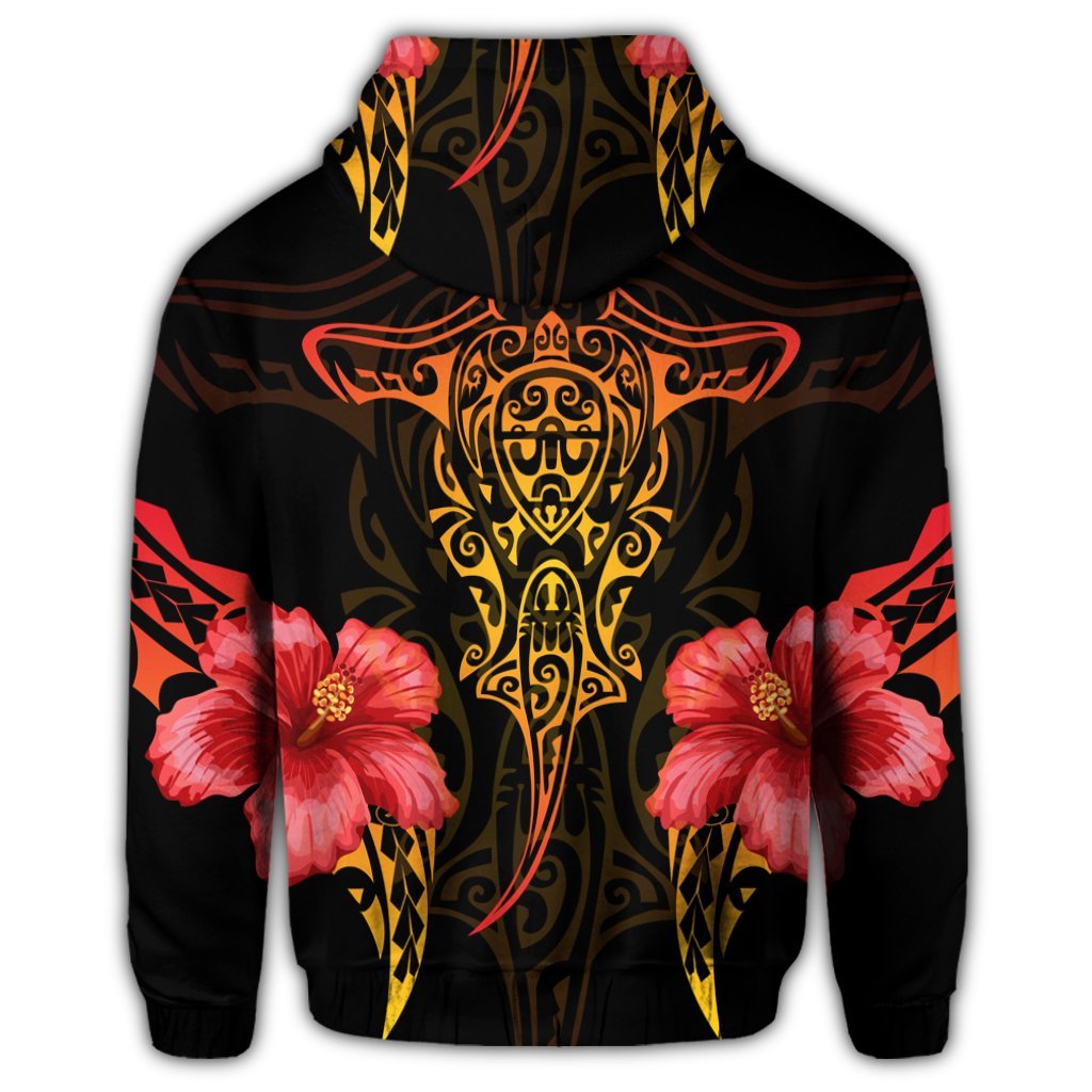 Hawaii Polynesian Hibiscus Animal Zip Hoodie - Polynesian Pride