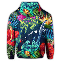 Hawaiian Shark Tropical Color Hoodie - Polynesian Pride