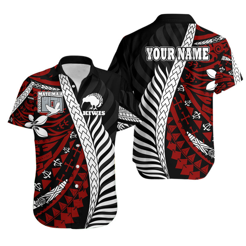 (Custom Personalised) Mate Ma'a Tonga Mixed Aotearoa Kiwis Rugby Hawaiian Shirt Silver Fern Mixed Polynesian Style LT9 Black - Polynesian Pride