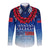 Personalised Samoa Sevens Long Sleeves Button Shirt Manu Siva Tau With Ula Fala LT7 Unisex Blue - Polynesian Pride