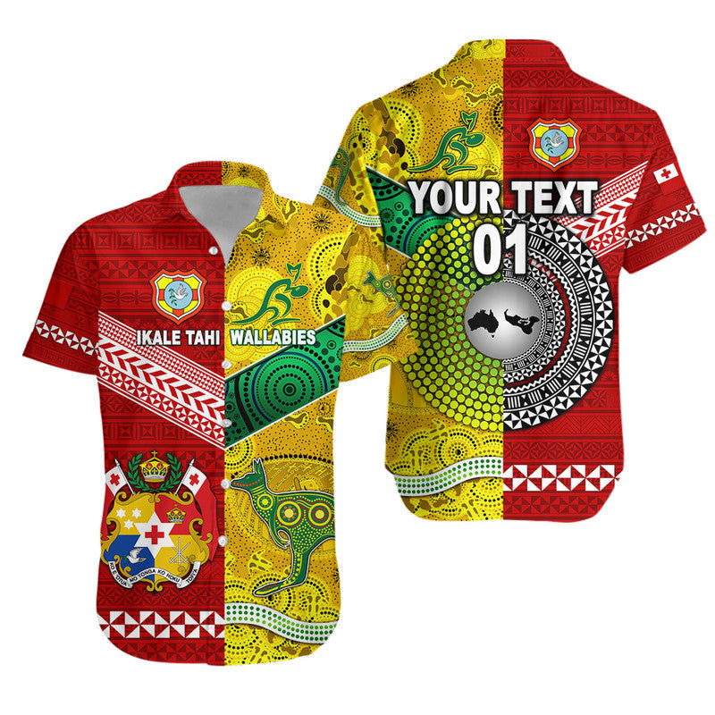 (Custom Personalised) Tonga Ikale Tahi Ngatu And Australia Wallabies Aboriginal Hawaiian Shirt Rugby Together LT8 Kid - Polynesian Pride