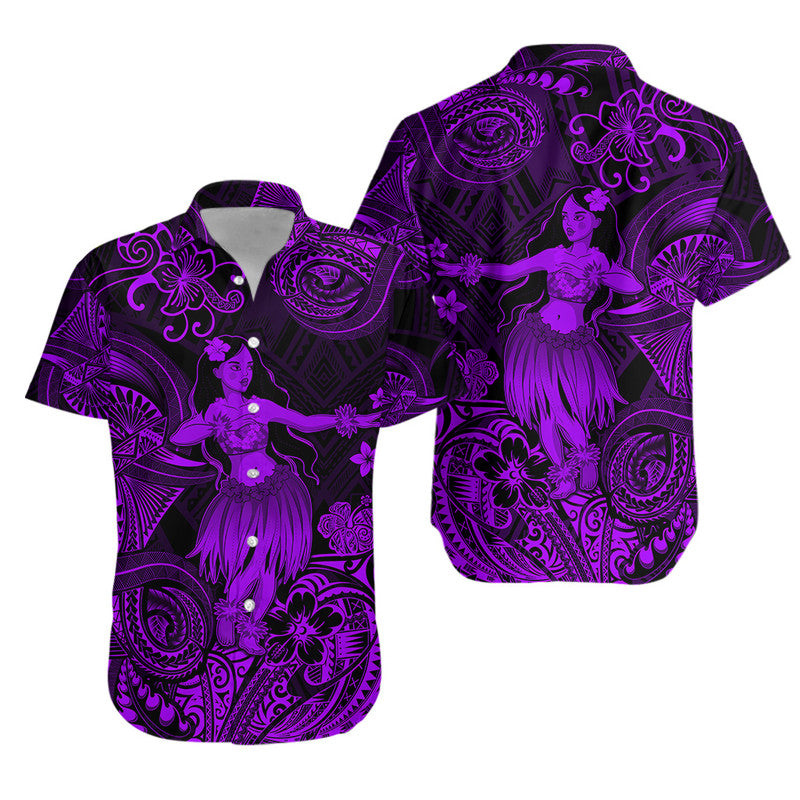Hawaii Hula Girl Polynesian Matching Dress and Hawaiian Shirt Matching Couples Outfit Unique Style Purple LT8 No Dress Purple - Polynesian Pride