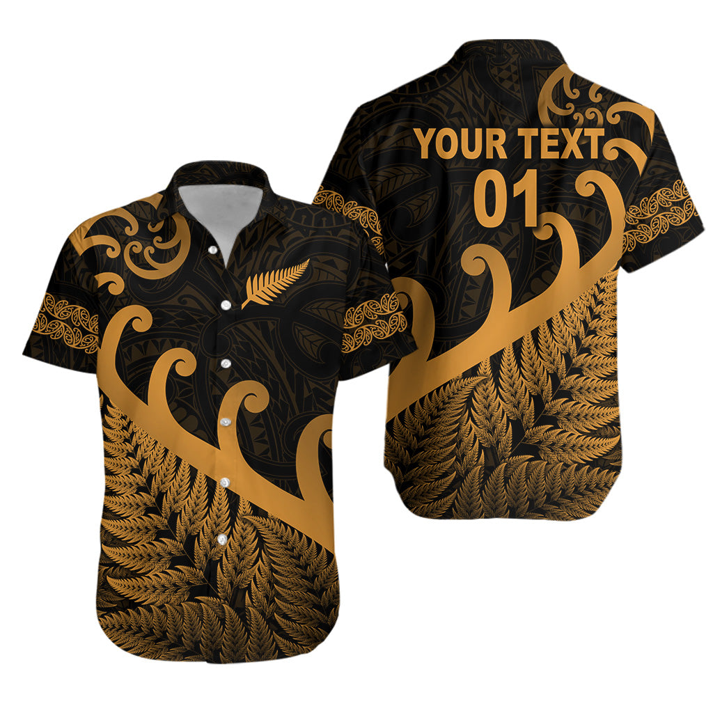 (Custom Personalised) New Zealand Rugby Maori Hawaiian Shirt Silver Fern Koru Vibes - Gold LT8 - Polynesian Pride