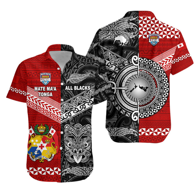 Mate Ma'a Tonga Ngatu And New Zealand Maori All Black Aboriginal Hawaiian Shirt Rugby Together LT8 Kid - Polynesian Pride