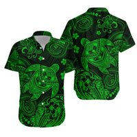 Hawaii Turtle Polynesian Matching Dress and Hawaiian Shirt Matching Couples Outfit Plumeria Flower Unique Style Green LT8 No Dress Green - Polynesian Pride