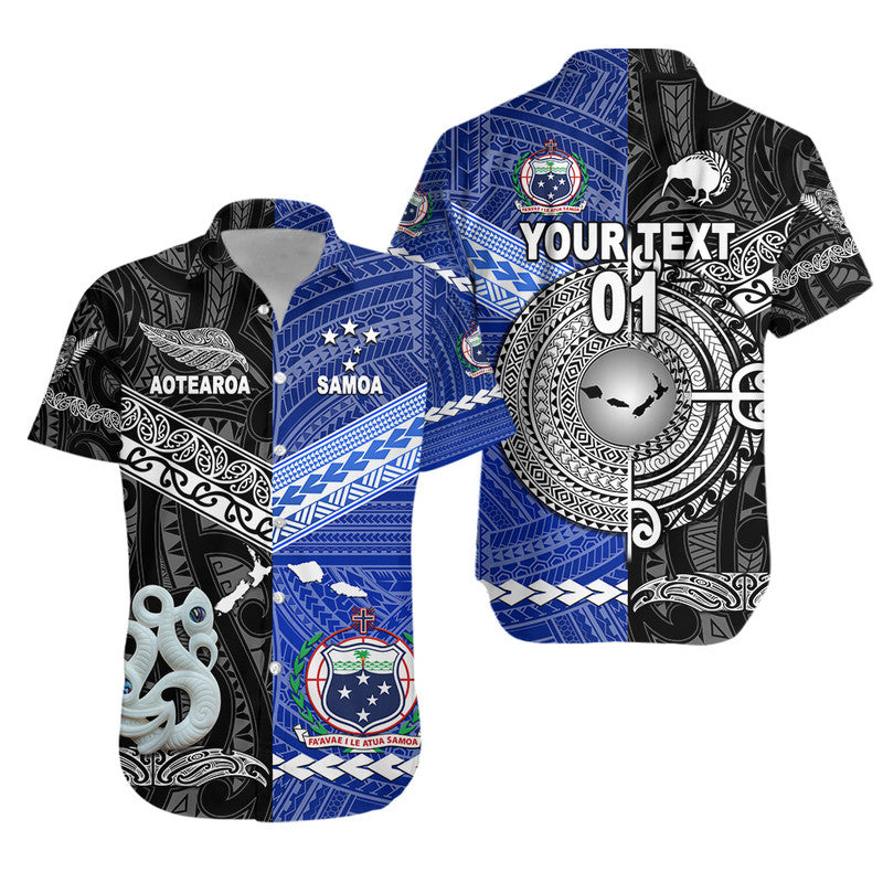 (Custom Personalised) Samoa And New Zealand Hawaiian Shirt Together - Black LT8 Unisex Black - Polynesian Pride