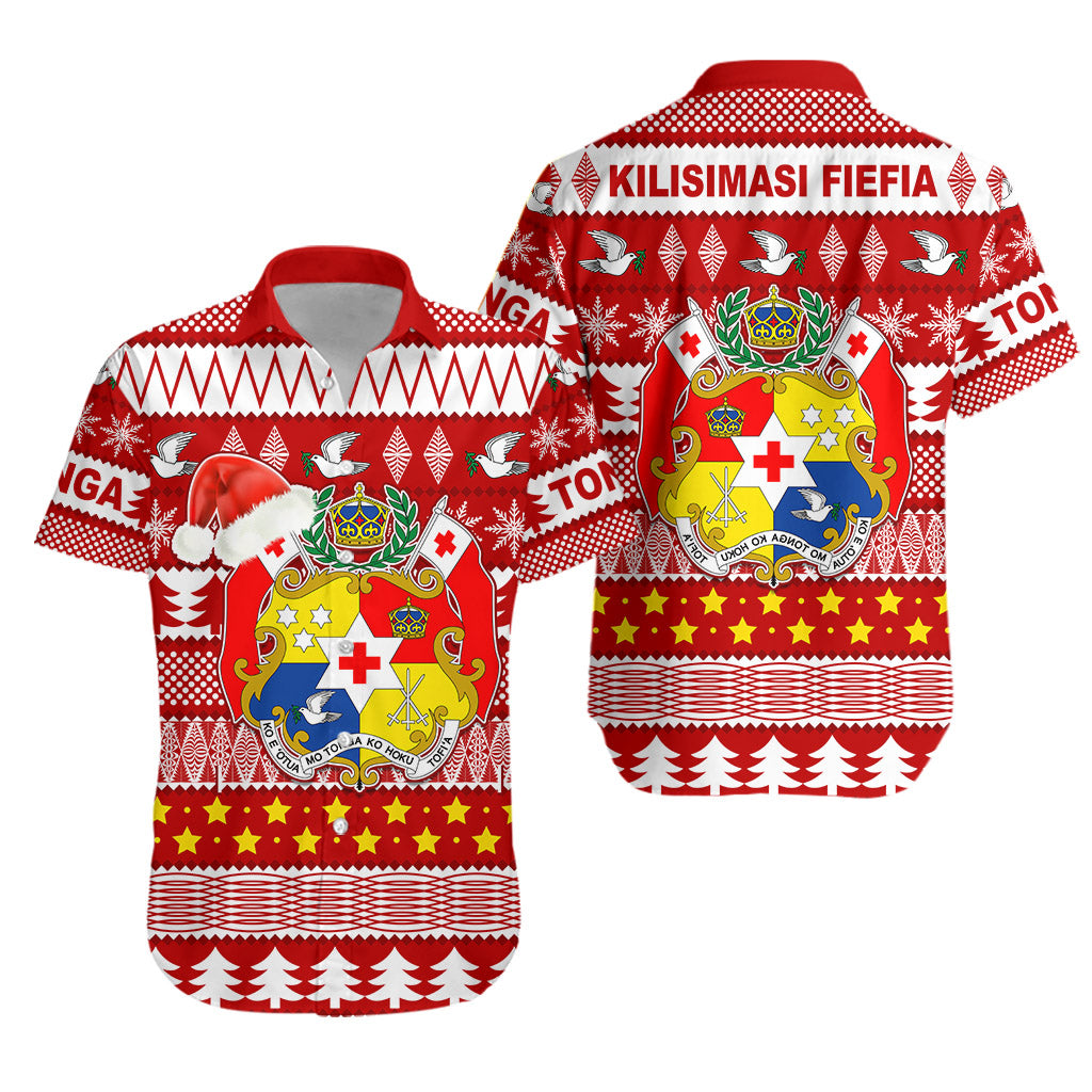 Tonga Kilisimasi Fiefia Hawaiian Shirt Merry Christmas with Tongan Pattern LT13 Unisex Red - Polynesian Pride