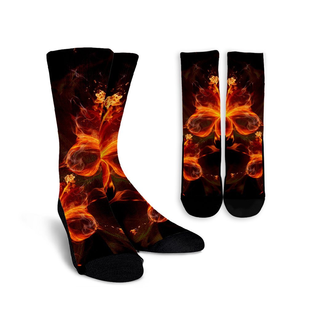 Hawaiian Hibiscus Fire Polynesian Crew Socks - AH Crew Socks White - Polynesian Pride