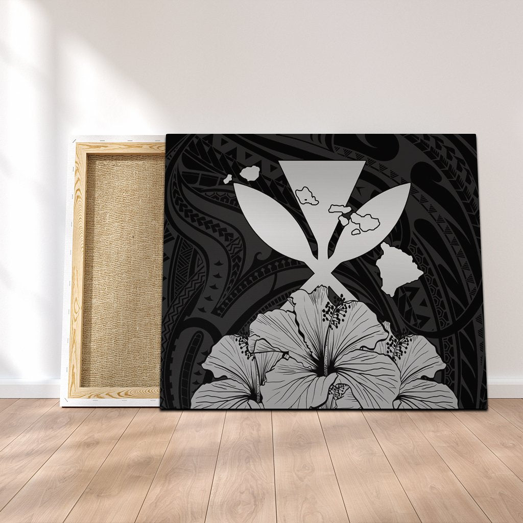 Hawaiian Kanaka Canvas Hibiscus Polynesian Love - Gray - AH Canvas Poly-cotton - Polynesian Pride