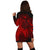 Hawaiian Map Heart Hula Girl Hibiscus Red Polynesian Hoodie Dress - AH - Polynesian Pride