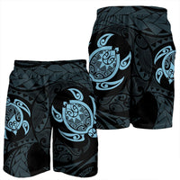 Hawaiian Two Turtle Polynesian Men's Shorts Pastel Blue AH - Polynesian Pride