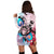 Hawaiian Wave Hibiscus Watercolor Turtle Polynesian Hoodie Dress - AH - Polynesian Pride