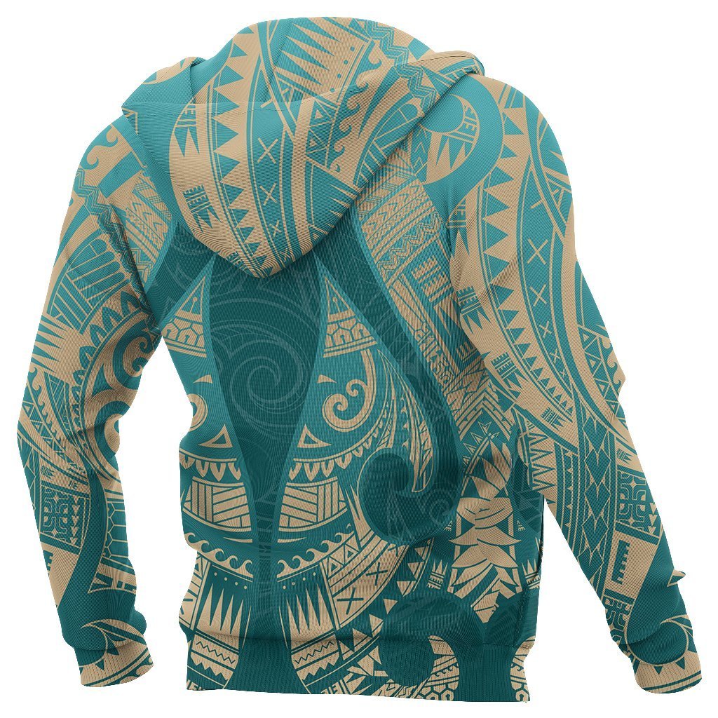New Zealand Maori Zip Hoodie, Hei Matau Tattoo Full Zip Hoodie - Polynesian Pride