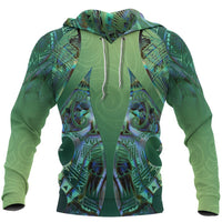 New Zealand Maori Hoodie, Hei Matau Paua Shell Pullover Hoodie Unisex Black - Polynesian Pride