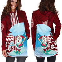 Hawaii Christmas Surfing Santa Claus Mele Kalikimaka Hoodie Dress LT7 - Polynesian Pride