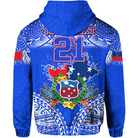 Custom Toa Samoa Polynesian Rugby Hoodie Samoan Flag Blue Color LT9 - Polynesian Pride