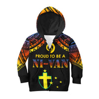 Vanuatu Proud To Be A Ni-Van - Polynesian Pattern KID Hoodie - Tafea Province LT7 Zip Hoodie Black - Polynesian Pride