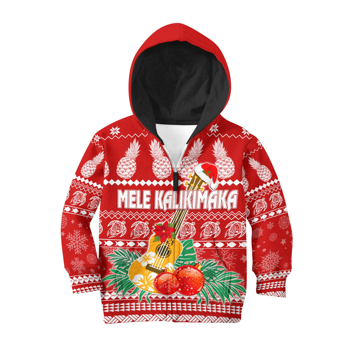 Hawaii Christmas Hoodie KID Mele Kalikimaka - Ukulele LT7 - Polynesian Pride