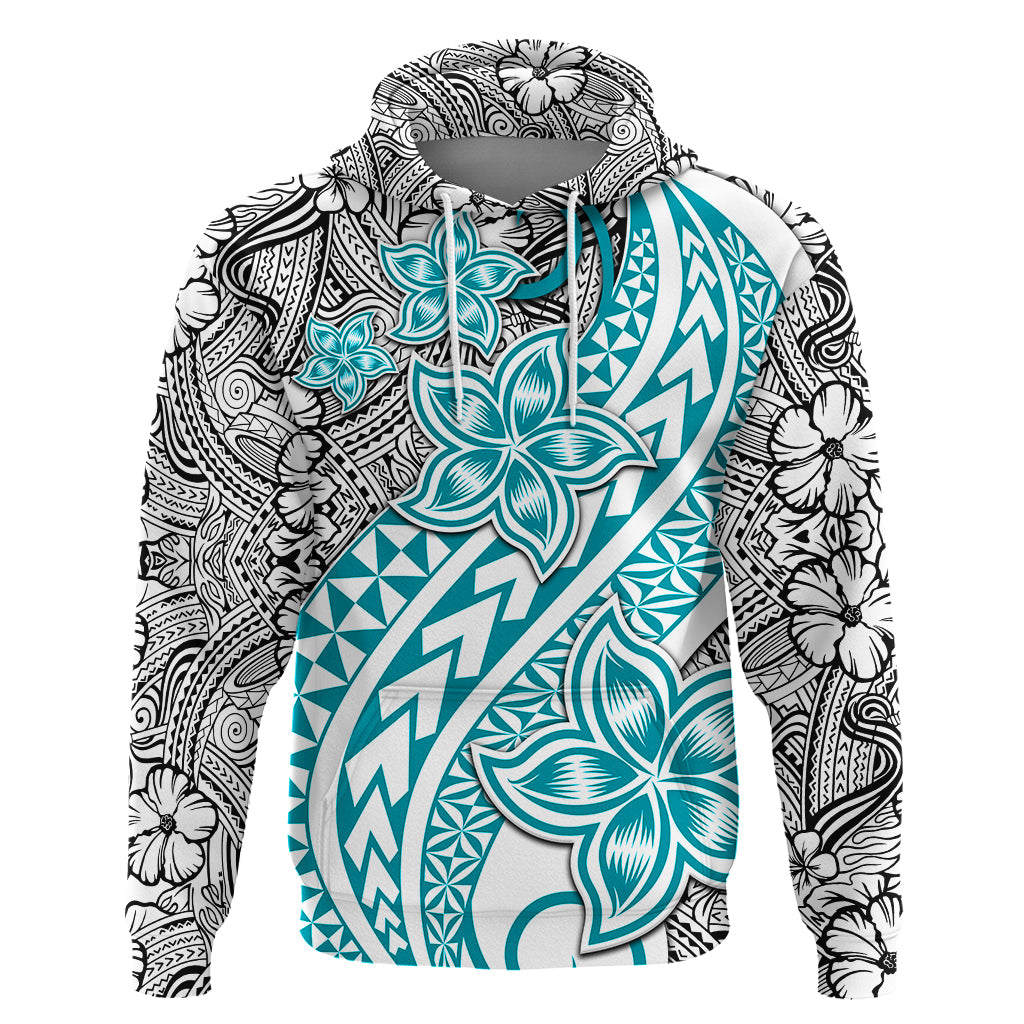 Traditional Polynesian Tribal Tattoo Retro Couple Hoodie Turquoise LT9 - Polynesian Pride